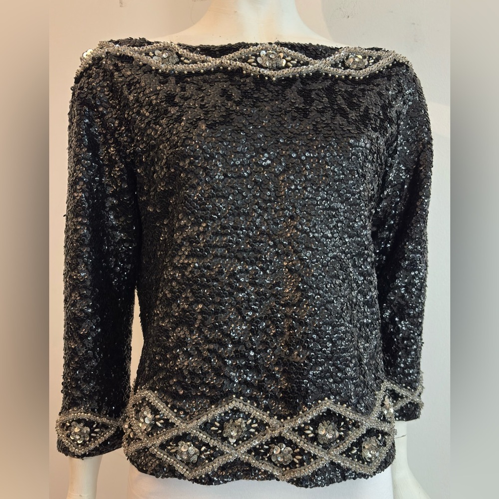 Vintage 60s Black Sequin Sweater -rare find